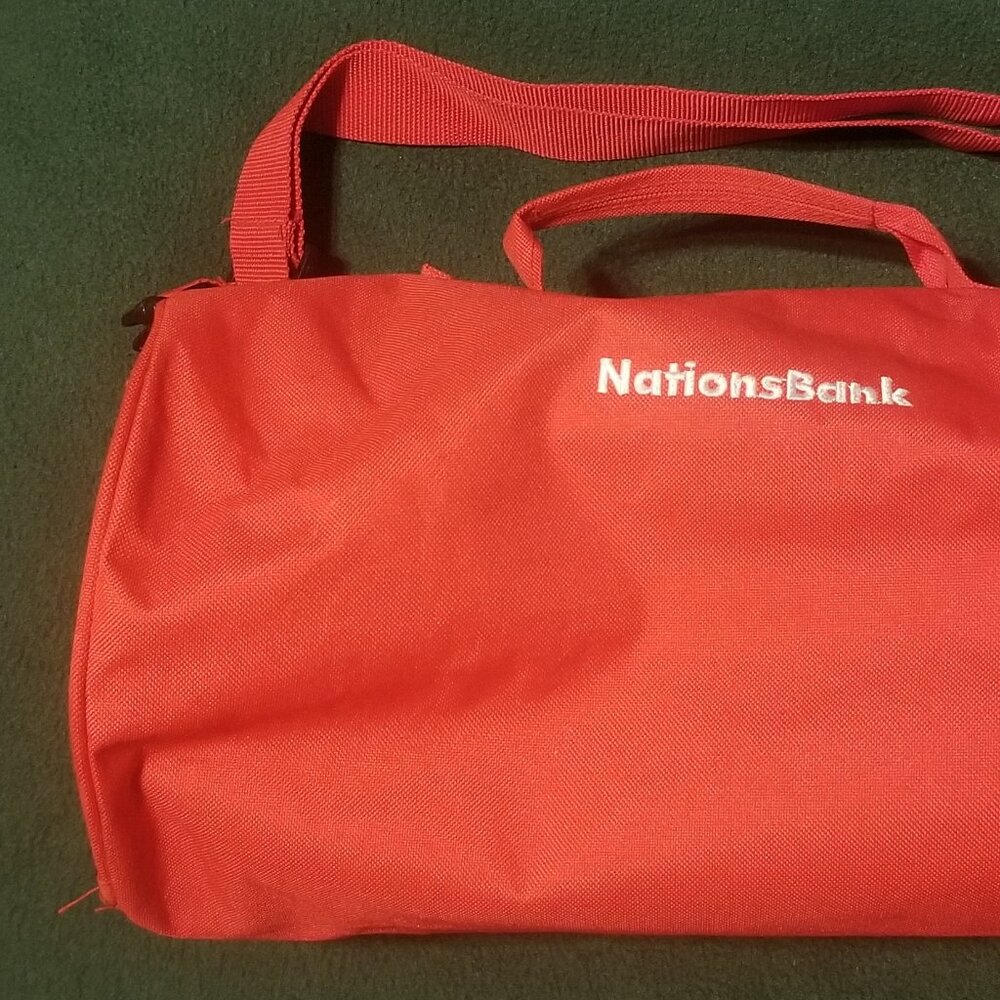 small red duffel bag, some small stains - Picture 2 of 8